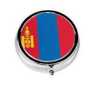 Joli pilulier - Design personnalisé unique, boîte à médicaments facile à transporter, 1 jour matin et soir, petit distributeur de pilules portable pour un usage quotidien, drapeau de la Mongolie