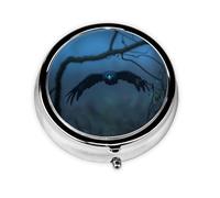 Joli pilulier - Design personnalisé unique, boîte à médicaments facile à transporter, 1 jour matin et soir, petit distributeur de pilules portable pour un usage quotidien Corbeau foncé