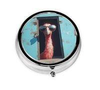 Joli pilulier - Design personnalisé unique, boîte à médicaments facile à transporter, 1 jour matin et soir, petit distributeur de pilules portable pour un usage quotidien, flamant rose