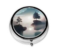 Joli pilulier - Design personnalisé unique, boîte à médicaments facile à transporter, 1 jour matin et soir, petit distributeur de pilules portable pour un usage quotidien arbre flottant