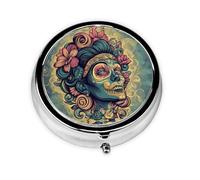 Joli pilulier - Design personnalisé unique, boîte à médicaments facile à transporter, 1 jour matin et soir, petit distributeur de pilules portable pour un usage quotidien coloré et beaux visages