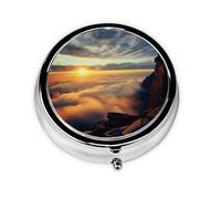 Joli pilulier - Design personnalisé unique, boîte à médicaments facile à transporter, pilulier 1 jour matin et soir, petit distributeur de pilules portable pour un usage quotidien, le soleil se levant