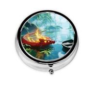 Joli pilulier - Design personnalisé unique, boîte à médicaments facile à transporter, pilulier 1 jour matin et soir, petit distributeur de pilules portable pour un usage quotidien, rouge feu chinois