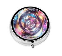 Joli pilulier - Design personnalisé unique, boîte à médicaments facile à transporter, pilulier 1 jour matin et soir, petit distributeur de pilules portable pour un usage quotidien, vortex fractal