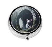 Joli pilulier - Design personnalisé unique, boîte à médicaments pour voyage, 1 jour AM PM, petit distributeur de pilules portable pour un usage quotidien et souris lâche