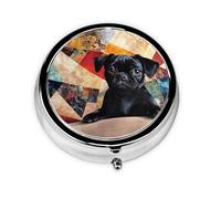 Joli pilulier - Design personnalisé unique, boîte à médicaments pour voyage, 1 jour matin et soir, petit distributeur de pilules portable pour un usage quotidien, une peinture d'un chien mignon