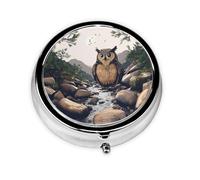 Joli pilulier - Design personnalisé unique, boîte à pharmacie facile à transporter, 1 jour matin et soir, petit distributeur de pilules portable pour un usage quotidien, un grand hibou