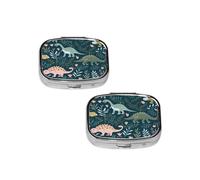 Joli pilulier dinosaure à 2 compartiments - Pilulier de voyage - Petit pilulier portable en métal - Cadeau parfait pour toute personne dans le besoin