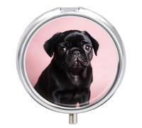 Joli pilulier noir à 3 compartiments, petit pilulier personnalisé avec miroir, pilulier portable pour poche ou sac à main, pilulier rond contenant des cadeaux de voyage