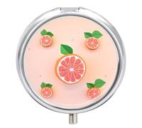 Joli pilulier pamplemousse à 3 compartiments, petite boîte à pilules ronde pour sac à main et poche, boîte à médicaments quotidienne portable pour contenir des vitamines, des suppléments, des pilules