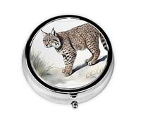 Joli pilulier - Pilulier AM PM, petit et grand étui de voyage, design personnalisé unique, placage en fer, parfait pour sac à main et voyage Snow Lynx Stride