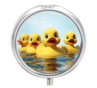 Joli pilulier rond en caoutchouc jaune - Portable - Petit pilulier de voyage étanche - Organiseur pour poche, sac à main et commodité quotidienne