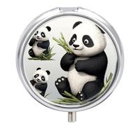 Joli pilulier rond Panda3 - Portable - Pour médicaments et vitamines - Organiseur pour sac à main