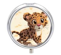 Joli pilulier rond portable pour bébé Jaguar - Étanche - Pour poche et sac à main - Pratique au quotidien