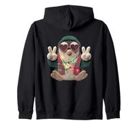 Joli Pingouin Amusant avec Signe de Paix Style rétro Sweat à Capuche