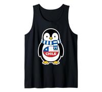 Joli Pingouin avec Drapeau chilien Portant Une écharpe rayée Bleue Débardeur