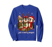 Joli Pingouin de Noël Juste Un Joyeux Pingouin Vacances de Noël Sweatshirt, Unisexe pour Adultes, Bleu Royal, XXL