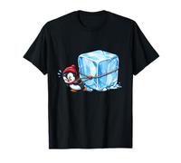 Joli Pingouin en Sueur tirant Un énorme Bloc de Glace T-Shirt
