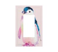 Joli pingouin impressionniste rose lavande pour interrupteur mural à bascule unique 1 gang décoratif pour la maison, la cuisine, la salle de bain