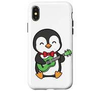 Joli Pingouin Jouant de la Guitare avec Motif Animal de Dessin animé Coque pour iPhone X/XS