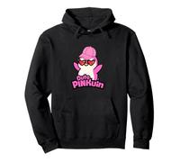 Joli Pingouin Rose avec Lunettes de Soleil et Bonnet en Forme de cœur Sweat à Capuche