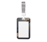 Joli porte-badge - Aigle chauve 3D volant avec drapeau imprimé vertical élégant pour carte d'identité