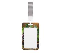Joli porte-badge - Art Vin rouge Galsses & raisins imprimé élégant vertical pour carte d'identité, nom, badge
