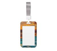 Joli porte-badge - Coucher de soleil et lever de soleil avec impression de vagues de mer vertical élégant pour carte d'identité