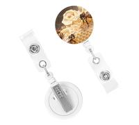 Joli porte-badge d'infirmière rétractable en forme d'abeilles et nid d'abeille avec pince crocodile pour bureau, médecin, infirmière