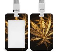 Joli porte-badge doré en forme de cannabis avec cordon tour de cou, cordon détachable, étanche et transparent, porte-carte vertical, pour enseignant, infirmière, médecin, cadeau pour collègues de