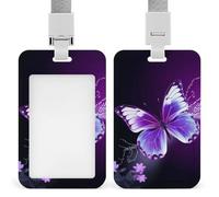 Joli porte-badge en forme de papillon violet avec cordon amovible, porte-carte d'identité étanche pour bureau, lieu de travail