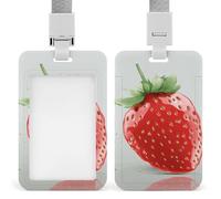 Joli porte-badge en plastique rigide en forme de fraise pour cartes d'identité, cartes de crédit et cartes de proximité