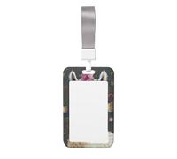 Joli porte-badge - Motif alpaga lama élégant vertical
