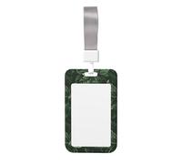 Joli porte-badge - Motif floral vert chasseur imprimé élégant vertical pour carte d'identité