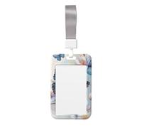 Joli porte-badge - Papillon bleu sur fleur imprimé élégant vertical pour carte d'identité