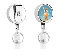 Joli porte-badge Shiba Inu - Enrouleur de badge d'infirmière rétractable en métal robuste avec corde en nylon de 68,1 cm - Étiquettes amusantes pour enseignants, infirmières, médecins, travailleurs