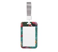 Joli porte-badge vertical avec imprimé flamant rose