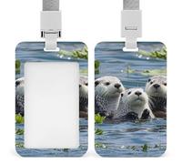 Joli porte-badge vertical en forme de loutre de mer - Étanche - Avec cordon amovible durable - Pour enseignants de bureau et d'usine