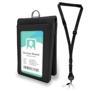 Joli porte-badges en cuir avec fenêtres double face, porte-carte d'identité nominative avec boucles à dégagement rapide et cordons rétractables réglables, cordons tour de cou détachables pour le