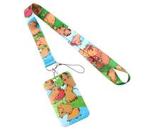Joli Porte-cartes Badge Coloré Avec Porte-clés Belle Sangle De Cou Pour Étudiants Longes Capybara Avec Porte-clés Belle Sangle De Cou Animal De Dessin Animé