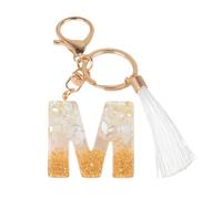 Joli porte-clés blanc en résine avec pendentif en forme de lettre initiale de l'alphabet de A à Z pour femme, accessoire de porte-clés, breloques de sac, M, taille unique