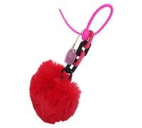 Joli porte-clés en forme de cœur simple pour voiture avec pompons en peluche à suspendre - Porte-clés de sac - Accessoires porte-clés en forme de cœur - Pompons en peluche, Rouge, One Size