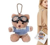 Joli porte-clés en forme d'ours en peluche - Mini ours câlin avec pull et lunettes | Adorable porte-clés pour voiture, sac à dos, sac, chambre d'enfant, idée cadeau pour bambi, bleu, Fare riferimento