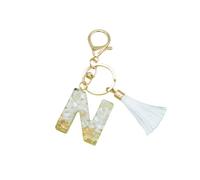 Joli porte-clés en résine avec pampille blanche de l'alphabet de A à Z pour femme, pendentif en forme de lettre initiale, accessoires de sac, N, taille unique