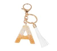 Joli porte-clés en résine avec pampille blanche de l'alphabet de A à Z pour femme, pendentif en forme de lettre initiale, accessoires de sac, a, taille unique