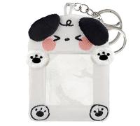 Joli porte-clés pour photo - 7,6 cm - Motif animal de dessin animé - Porte-badge - Décoration pour carte photo (chiot noir)
