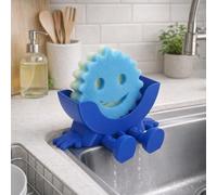 Joli porte-éponge suspendu avec drainage, garde votre éponge au sec et souriante, support d'éponge amusant pour évier de cuisine, pour Scrub Daddy, porte-éponge de comptoir d'impression 3D,Blue
