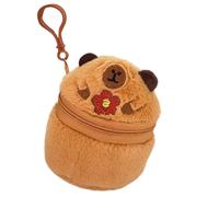 Joli porte-monnaie Capybara en peluche avec pendentif animal pour changer de sac à main, sac de rangement pour écouteurs, Fleurs Dollar américain, 10x5x11cm