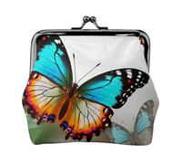 Joli porte-monnaie coloré avec imprimé papillon pour femmes et filles - Mini pochette portefeuille avec verrou à baiser - Joli portefeuille en cuir, Noir , Taille unique, Pochette à monnaie