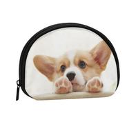Joli porte-monnaie Corgi avec fermeture éclair, petit organisateur de voyage avec imprimé intégral, tissu polyester durable, pochette compacte pour pièces de monnaie, clés
